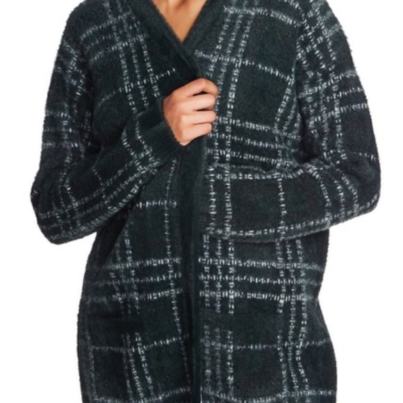 1. State Windowpane Forest Green Cardigan - Picture 3 of 6